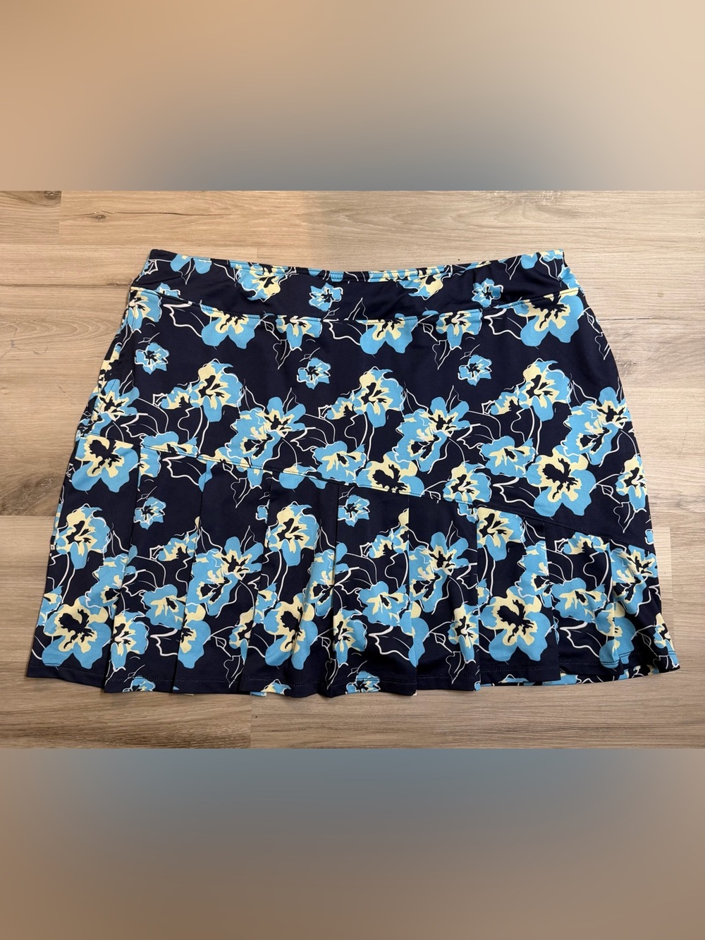 Sport Haley Navy Floral Pleated Skorts with Blue and Cream Flowers